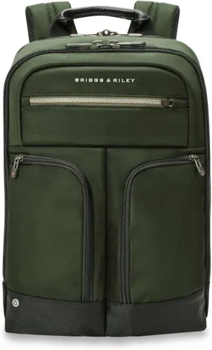 Briggs & Riley Slim Expandable Backpack - Carry On Travel Backpack for Women & Men, Personal Item Bag, Self-Repairing Zippers, Padded Straps, Fits up to 16" Laptop - HTA Collection, Forest