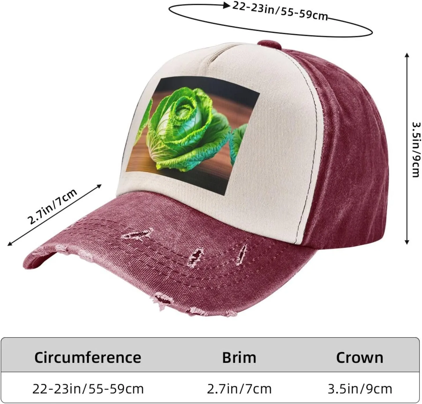 Bright Cabbage Unisex Adjustable and Breathable Sporty Denim Hat,Stylish Baseball Cap for Outdoor Activities