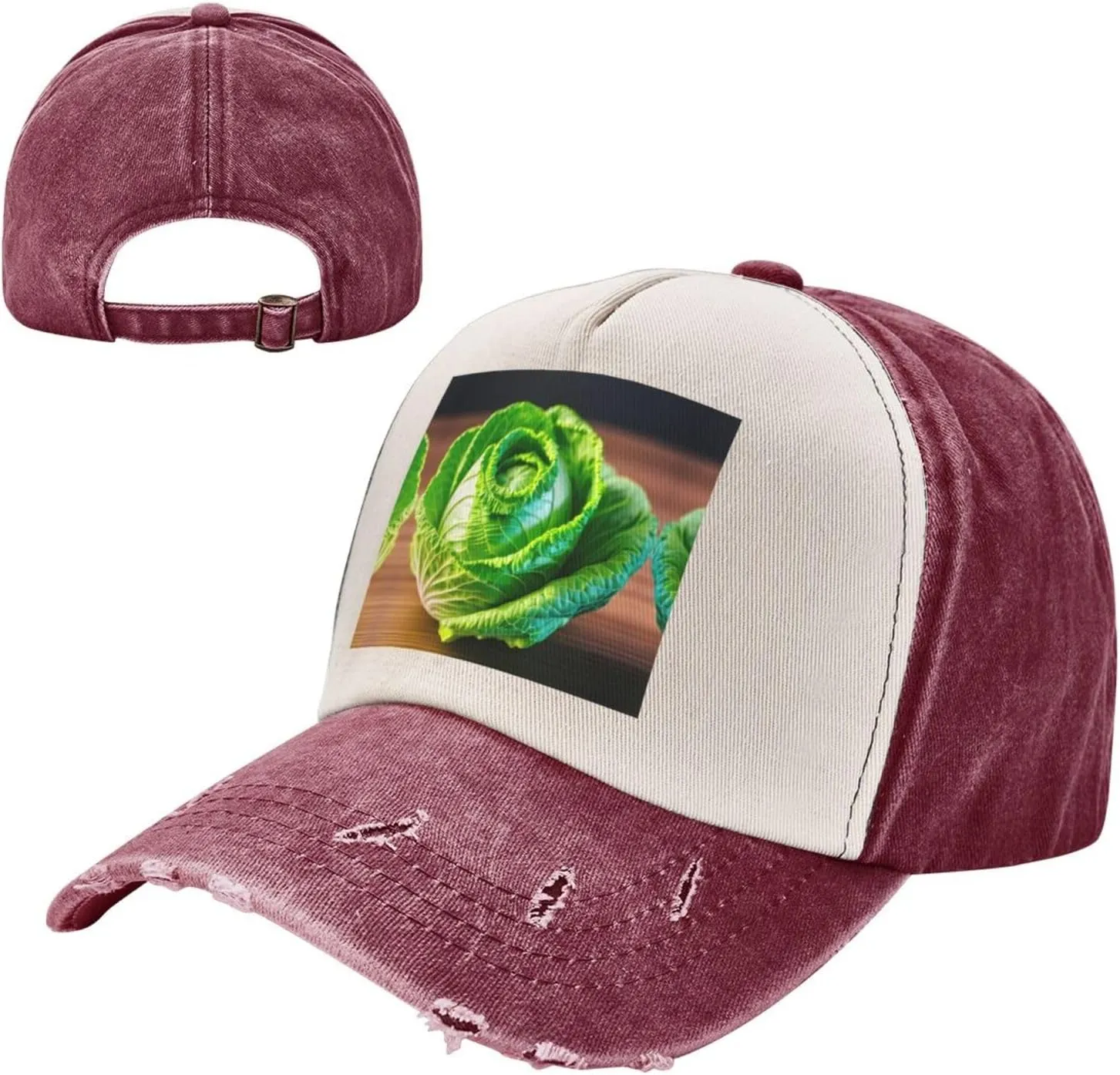 Bright Cabbage Unisex Adjustable and Breathable Sporty Denim Hat,Stylish Baseball Cap for Outdoor Activities