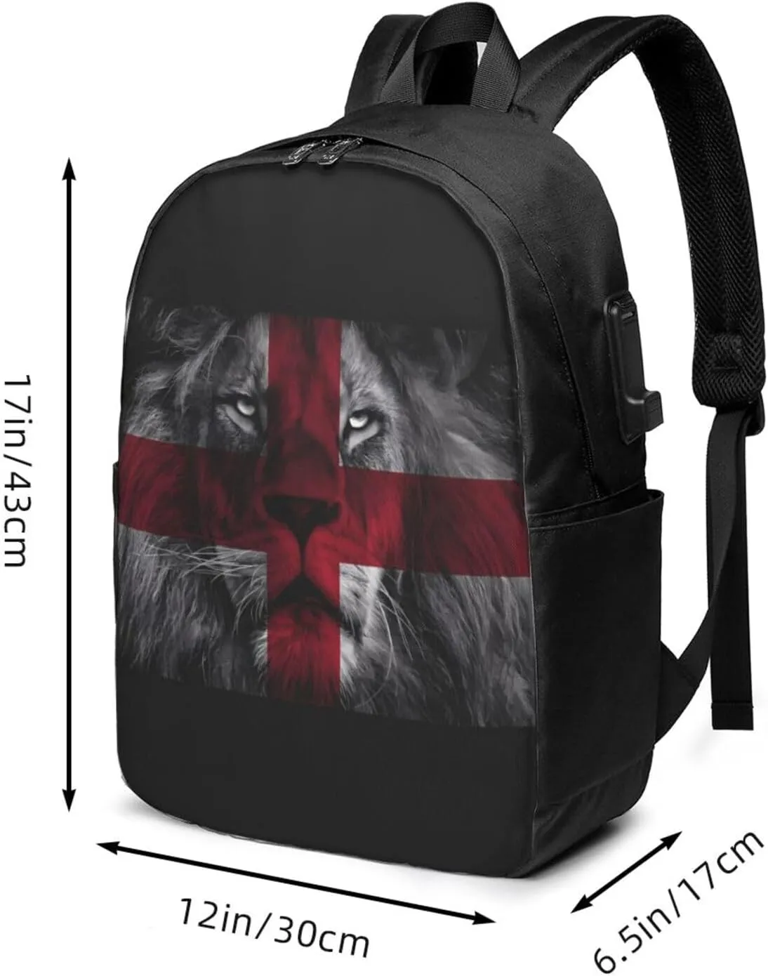 British England UK English Lion Flag Laptop Backpacks Travel Backpack Casual Business Daypack Sport Rucksack Computer Bag Fits up to 17 Inch Notebook with USB Port