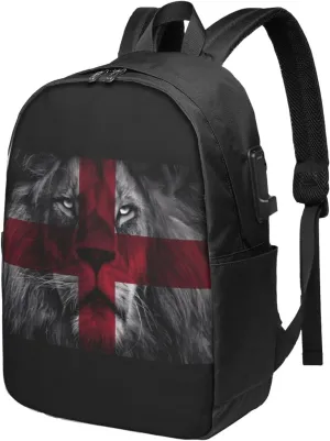 British England UK English Lion Flag Laptop Backpacks Travel Backpack Casual Business Daypack Sport Rucksack Computer Bag Fits up to 17 Inch Notebook with USB Port