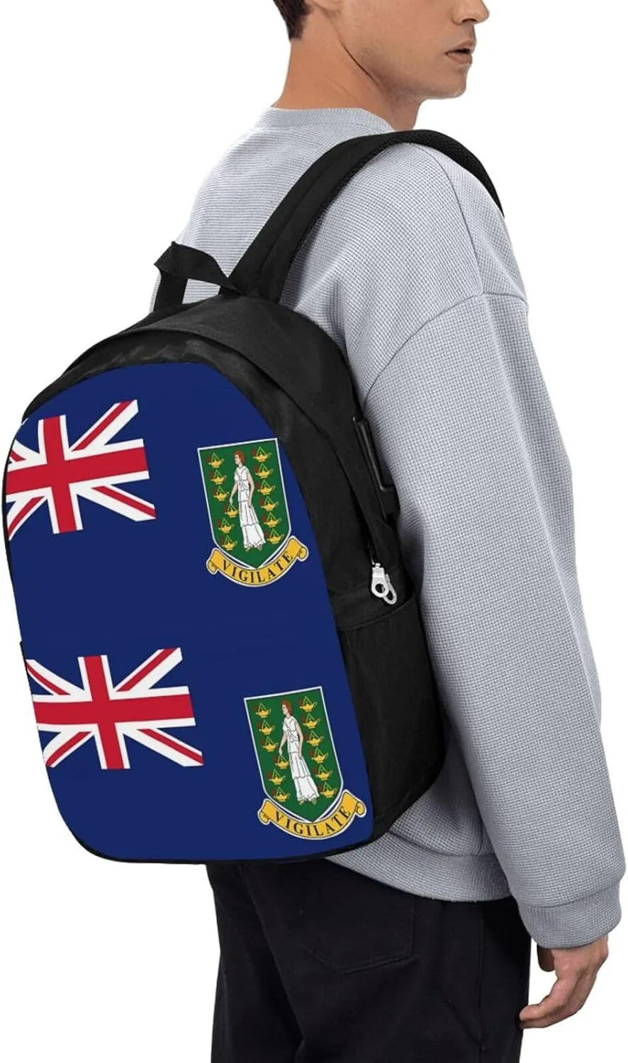 British Virgin Islands Flag Laptop Backpacks Travel Backpack Casual Business Daypack Sport Rucksack Computer Bag Fits up to 17 Inch Notebook with USB Port
