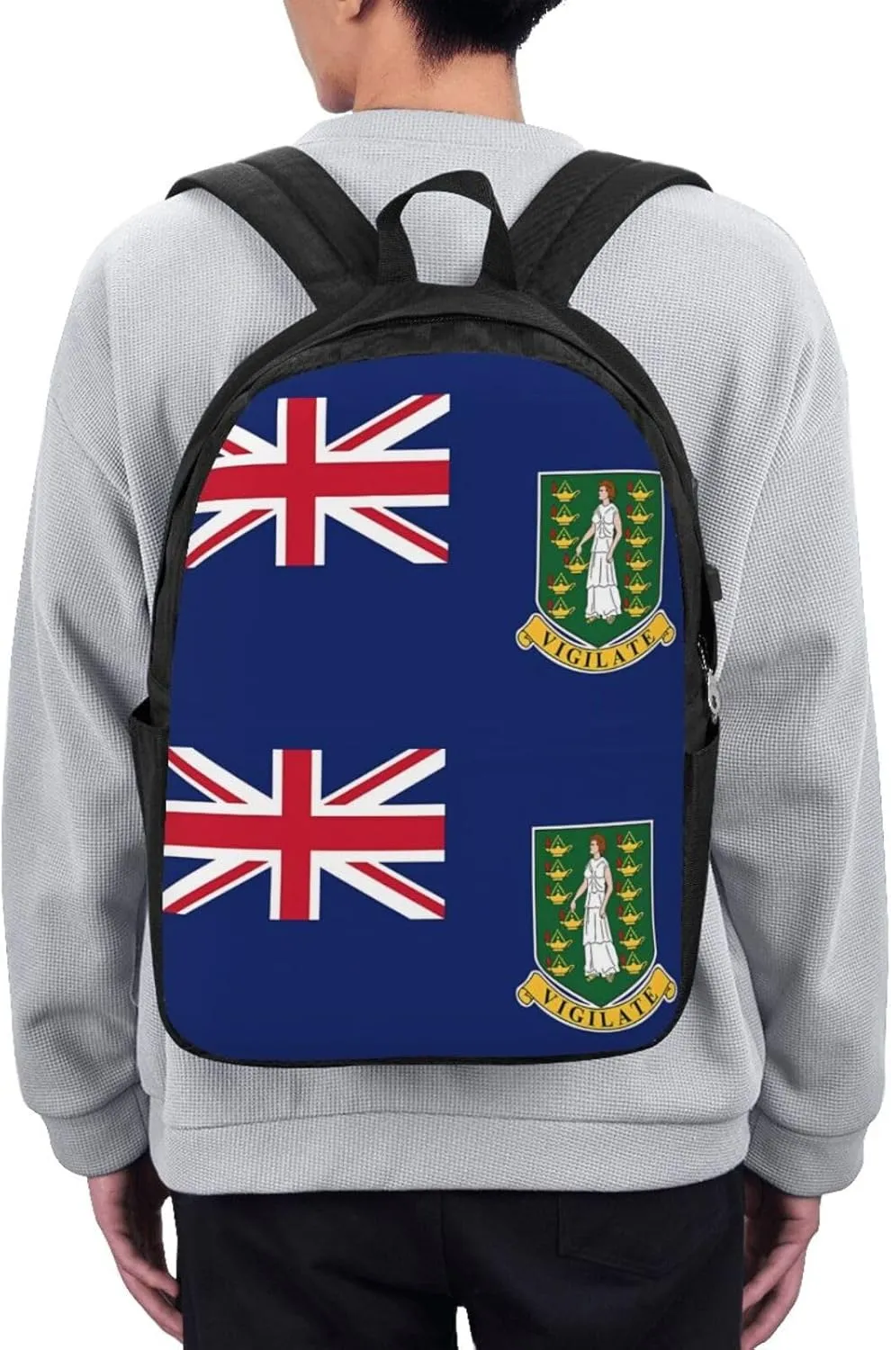British Virgin Islands Flag Laptop Backpacks Travel Backpack Casual Business Daypack Sport Rucksack Computer Bag Fits up to 17 Inch Notebook with USB Port