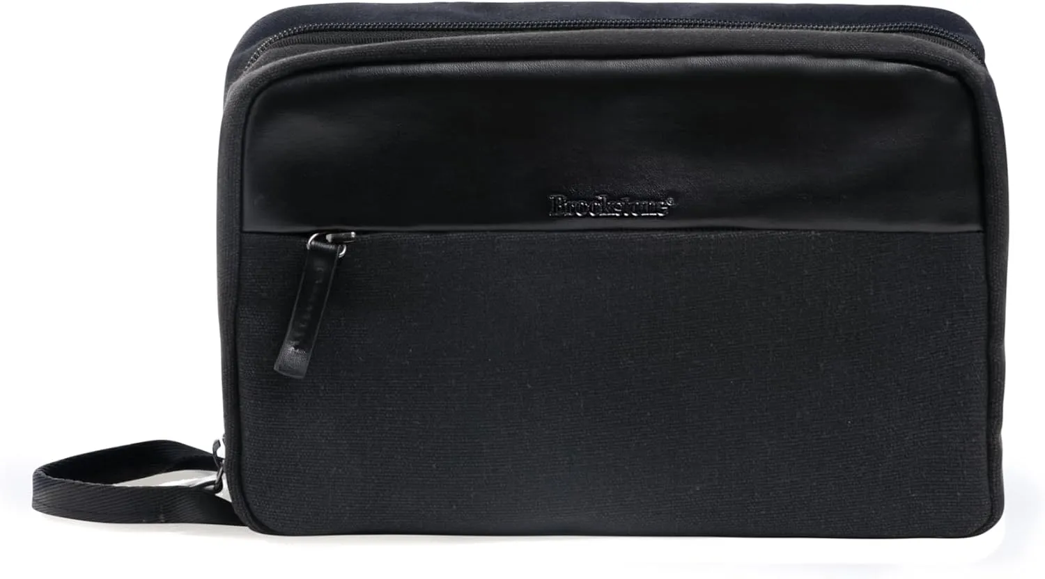 Brookstone Travel Toiletry Bag - Compact Cosmetic Organizer & Dopp Kit for Toiletries, Makeup, Grooming Essentials & Hygiene Kit, Splitpack Black