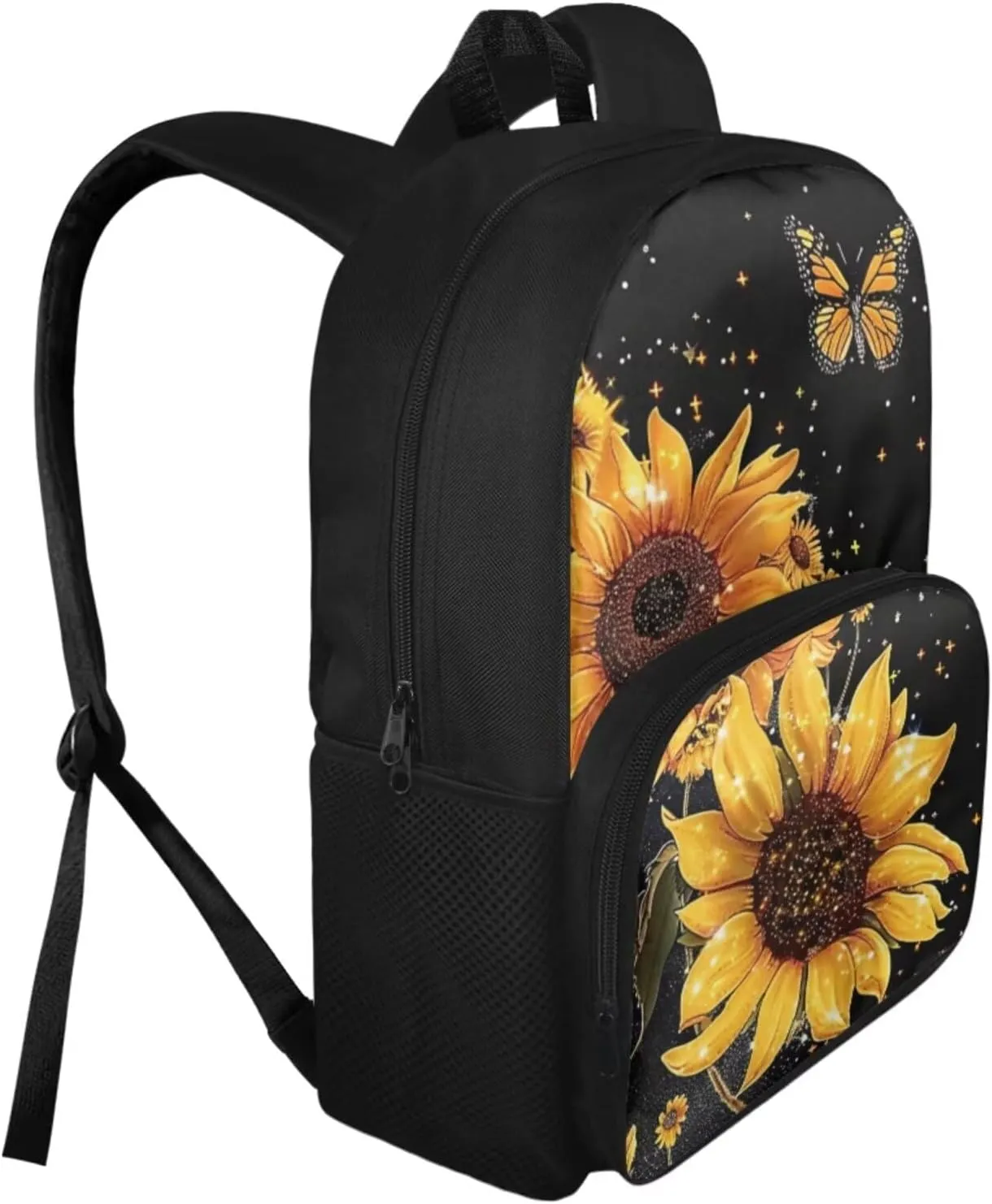 Butterfly Backpacks for Kids for School Sunflower Kids Travel Bags Sets Backpacks for High School Students Pencil Box for Kids Girl Book Bags for Kids and Rectangle Lunch Boxes