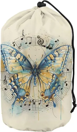 Butterfly Beige Stuff Sack Portable Draw String Bag Water Resistant Camping Storage Bag for Outdoor Camping Hiking and Travelling Set of 3