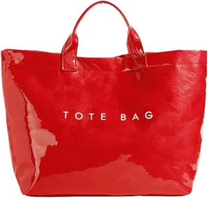 Caistre Women's PVC Tote Handbags Shoulder Bag Winter Fall Fashion Kraft Paper Tote Bag Y2K Large Shopping Bag