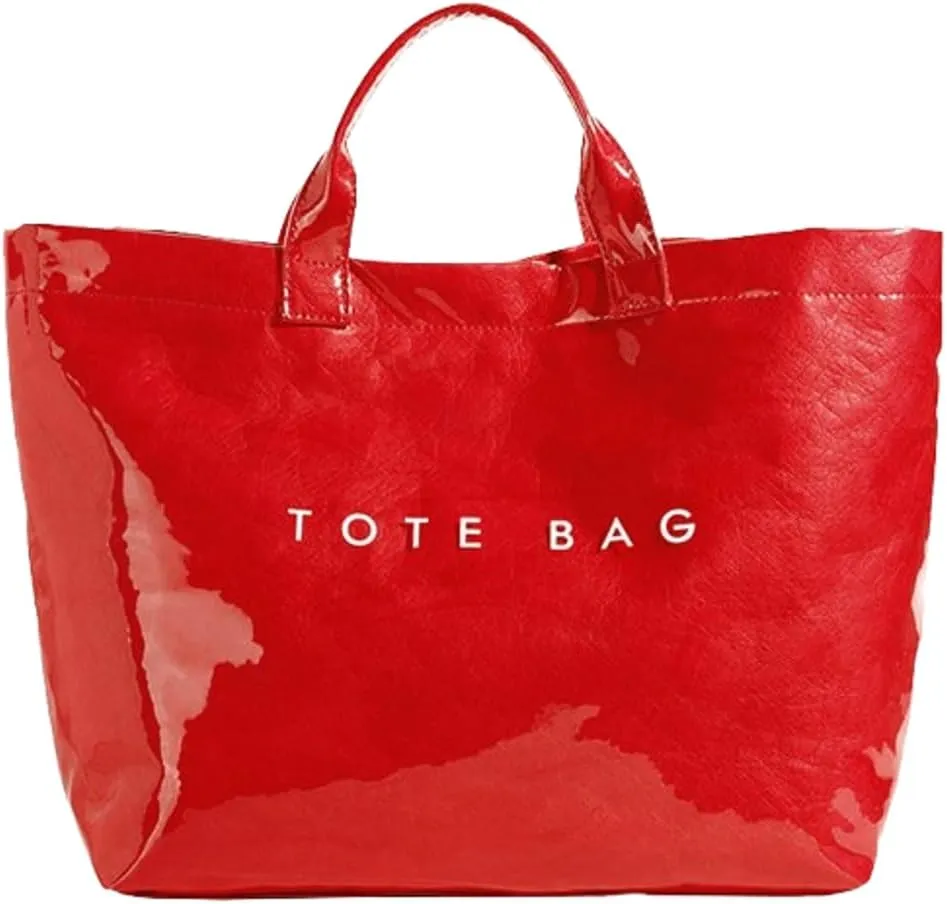 Caistre Women's PVC Tote Handbags Shoulder Bag Winter Fall Fashion Kraft Paper Tote Bag Y2K Large Shopping Bag