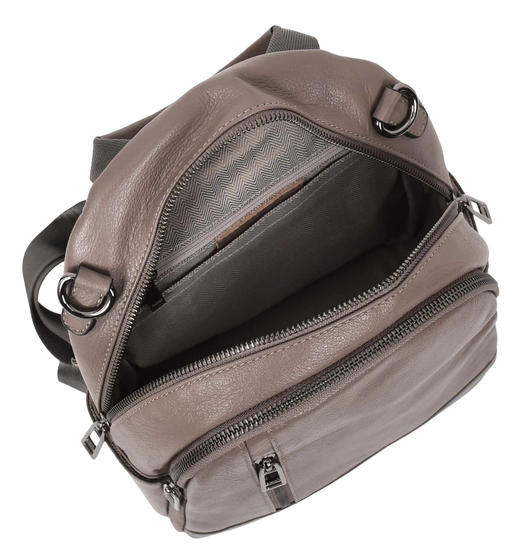 Calgary Women's Organiser Genuine Leather Backpack Grey