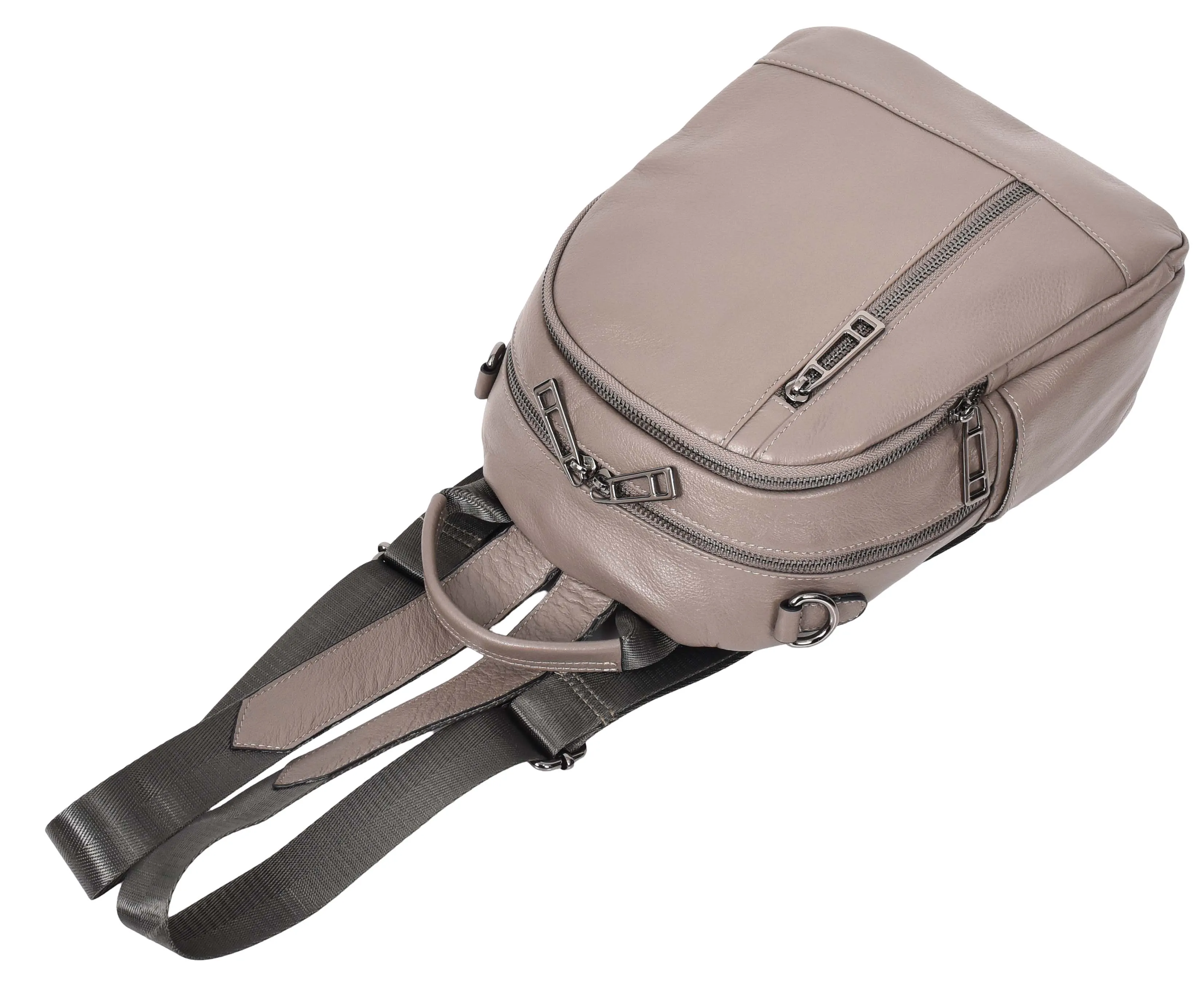 Calgary Women's Organiser Genuine Leather Backpack Grey