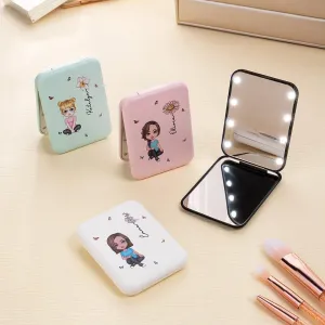 callie Personalized Travel Makeup Mirror, Custom Cartoon Character Birth Flower with Name on Portable Mirror, Pocket Mirror for Women, Birthday Gifts for Women