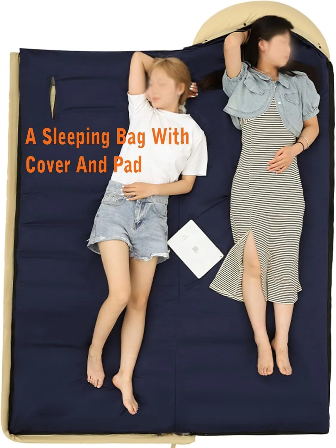 Camping Sleeping Bag, Lightweight Wearable Sleeping Bags with Arm Holes and Pillow Can Be Spliced for Two People, Waterproof and Warm,Suitable for Adults