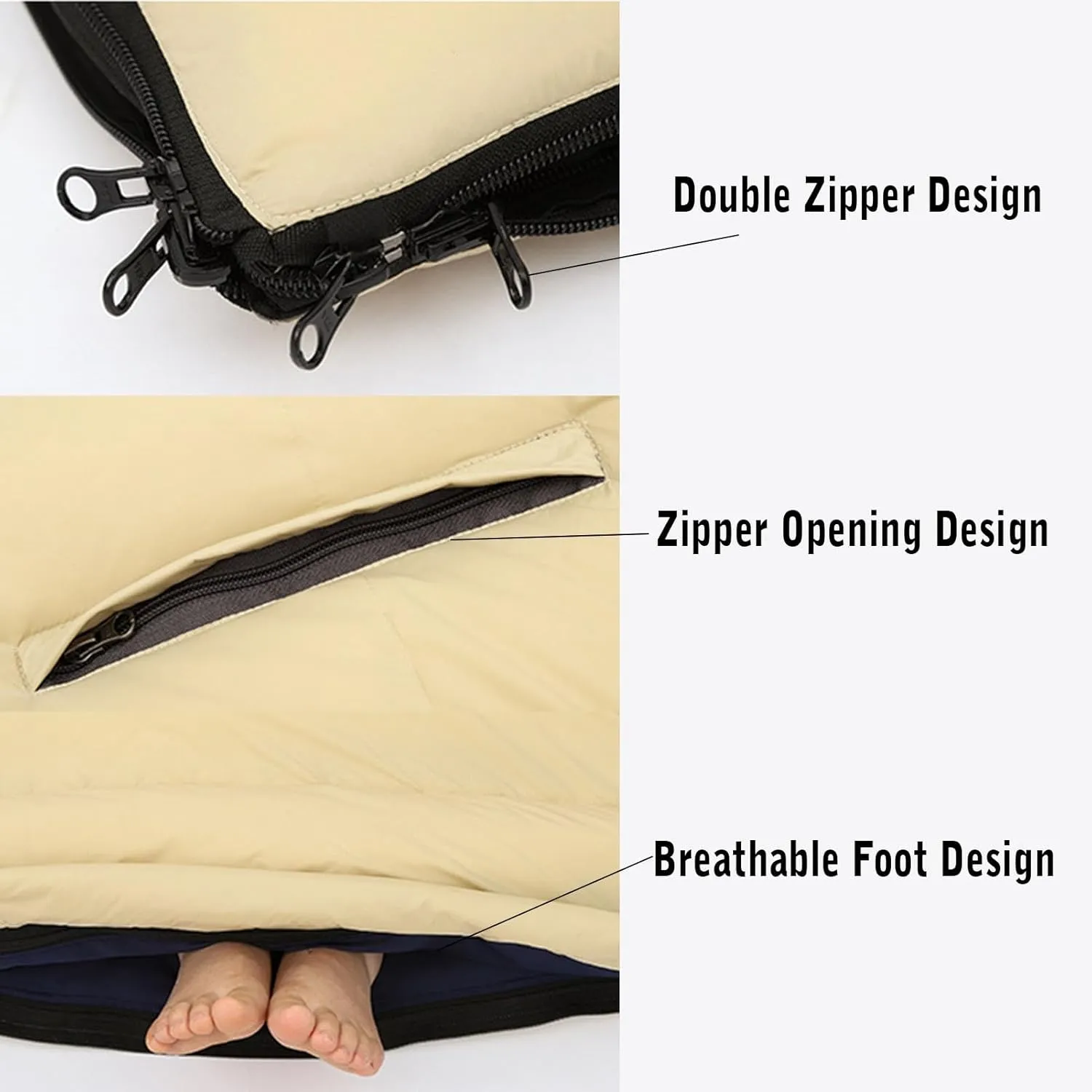 Camping Sleeping Bag, Lightweight Wearable Sleeping Bags with Arm Holes and Pillow Can Be Spliced for Two People, Waterproof and Warm,Suitable for Adults