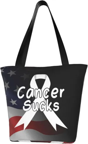 Cancer Sucks Lung Cancer Awareness Fashion Shoulder Bag Large Capacity For Man Or Woman