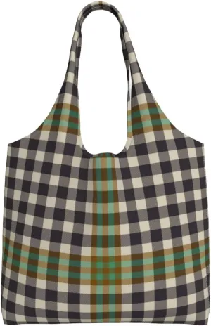 Canvas Shoulder Tote Bags For Women And Men, Reusable Grocery Bags, Large Capacity Carmichael Modern Tartan Printed