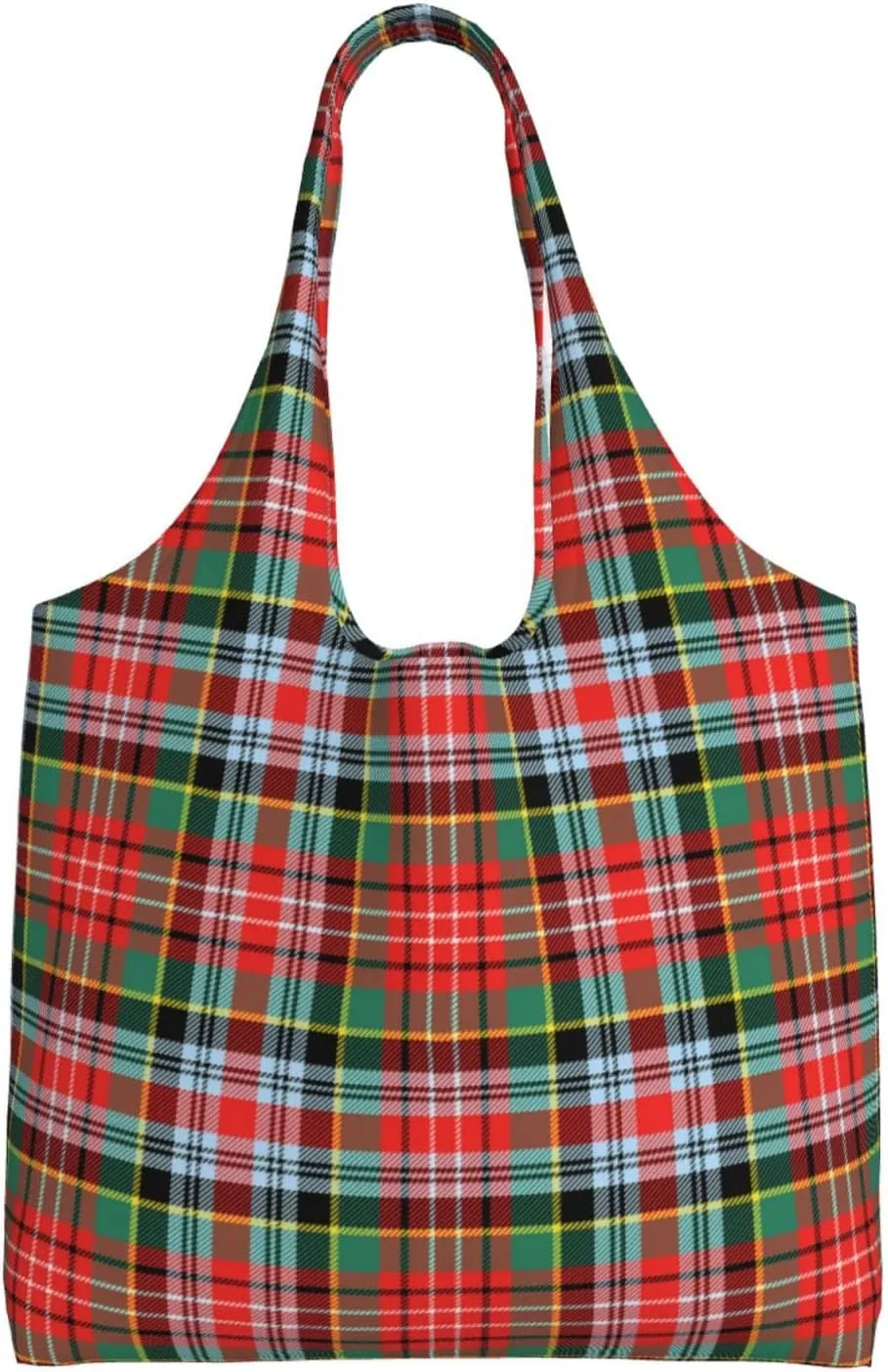 Canvas Shoulder Tote Bags For Women And Men, Reusable Grocery Bags, Large Capacity Carmichael Modern Tartan Printed