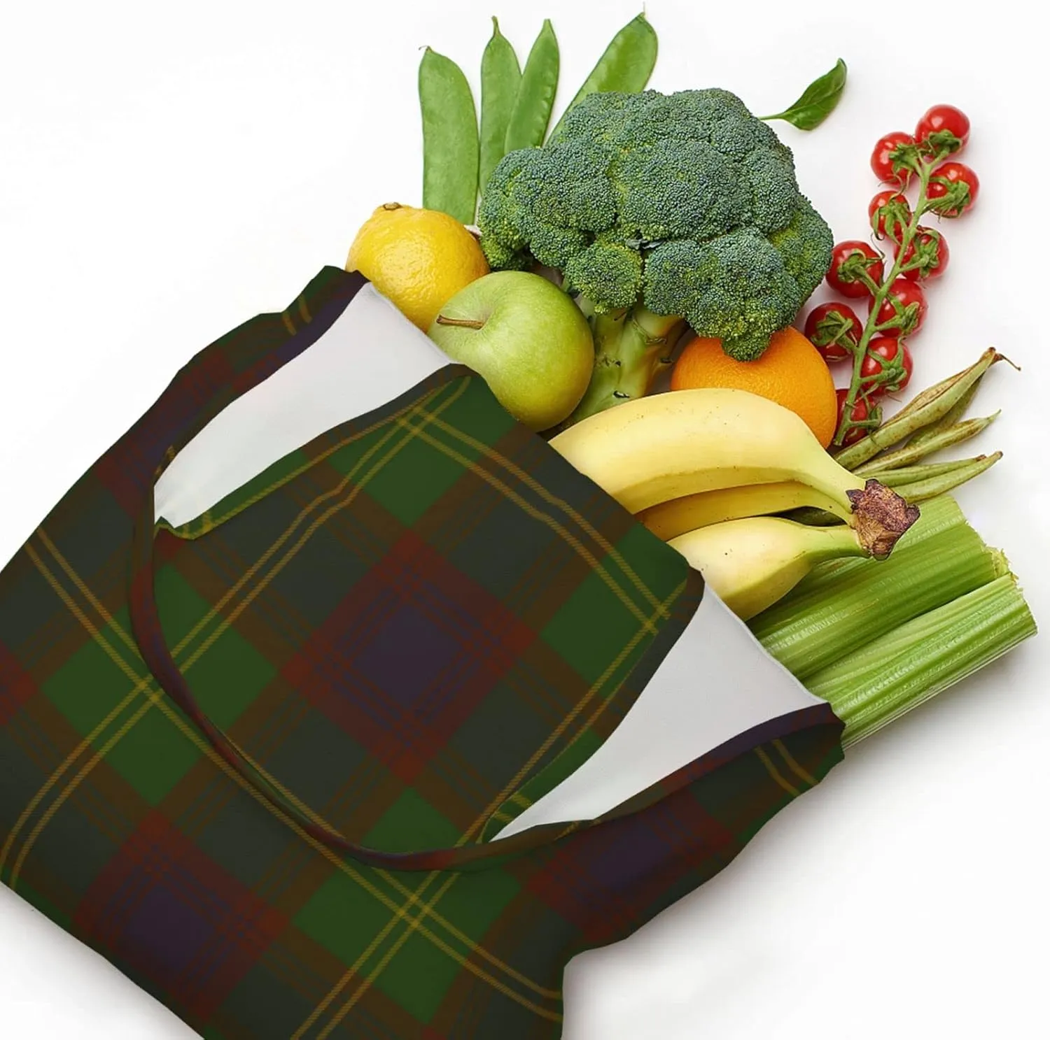 Canvas Shoulder Tote Bags For Women And Men, Reusable Grocery Bags, Large Capacity Urquhart Ancient Tartan Printed