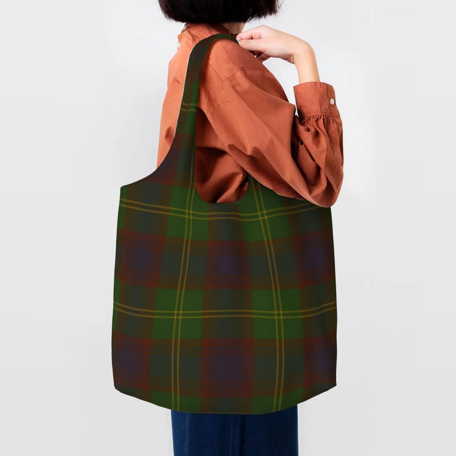 Canvas Shoulder Tote Bags For Women And Men, Reusable Grocery Bags, Large Capacity Urquhart Ancient Tartan Printed