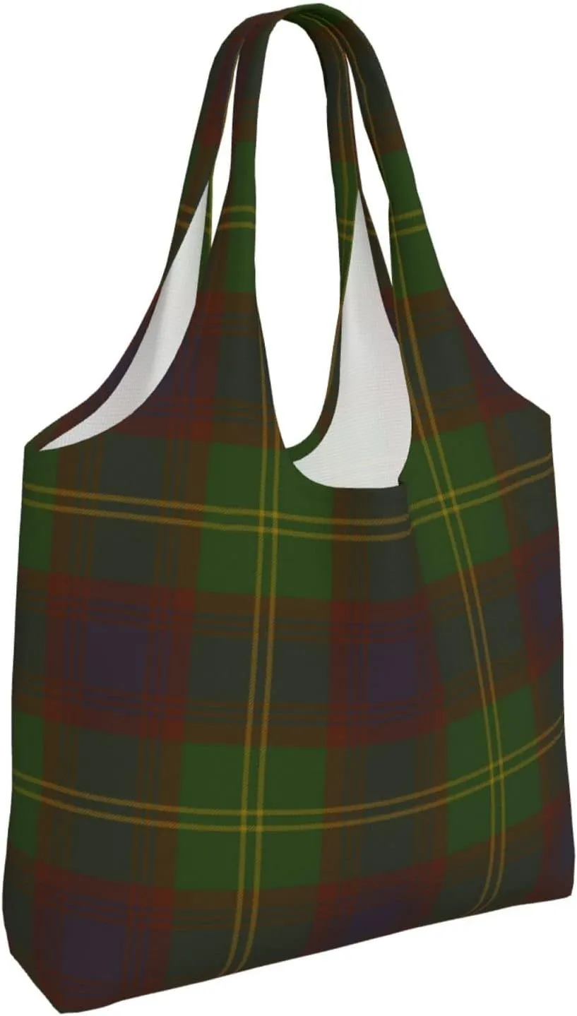Canvas Shoulder Tote Bags For Women And Men, Reusable Grocery Bags, Large Capacity Urquhart Ancient Tartan Printed