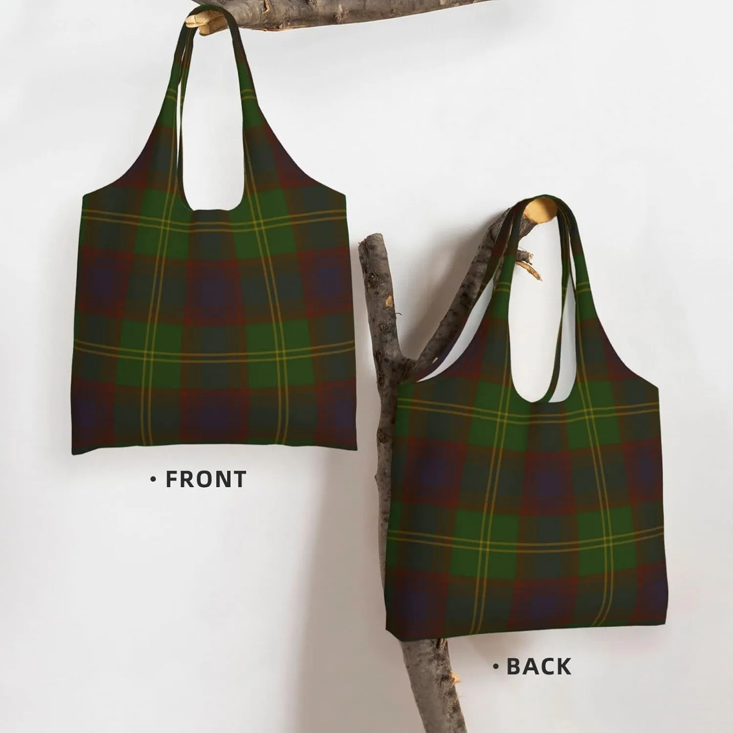 Canvas Shoulder Tote Bags For Women And Men, Reusable Grocery Bags, Large Capacity Urquhart Ancient Tartan Printed