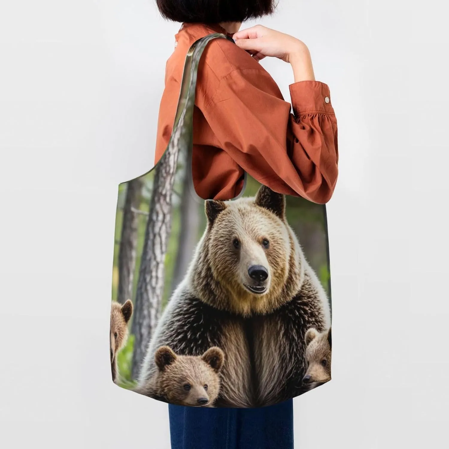 Canvas Tote Bag Lightweight Reusable Grocery Shopping Bag Ocean Sea Animal Shark Handbag for Women Men