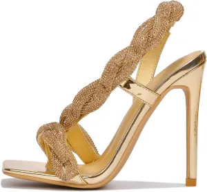 Cape Robbin Tuwe Rhinestone Coated Square Toe High Heels (Tuwe)