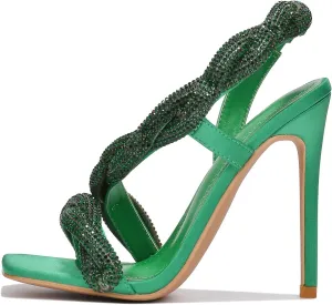 Cape Robbin Tuwe Rhinestone Coated Square Toe High Heels (Tuwe)