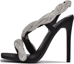 Cape Robbin Tuwe Rhinestone Coated Square Toe High Heels (Tuwe)