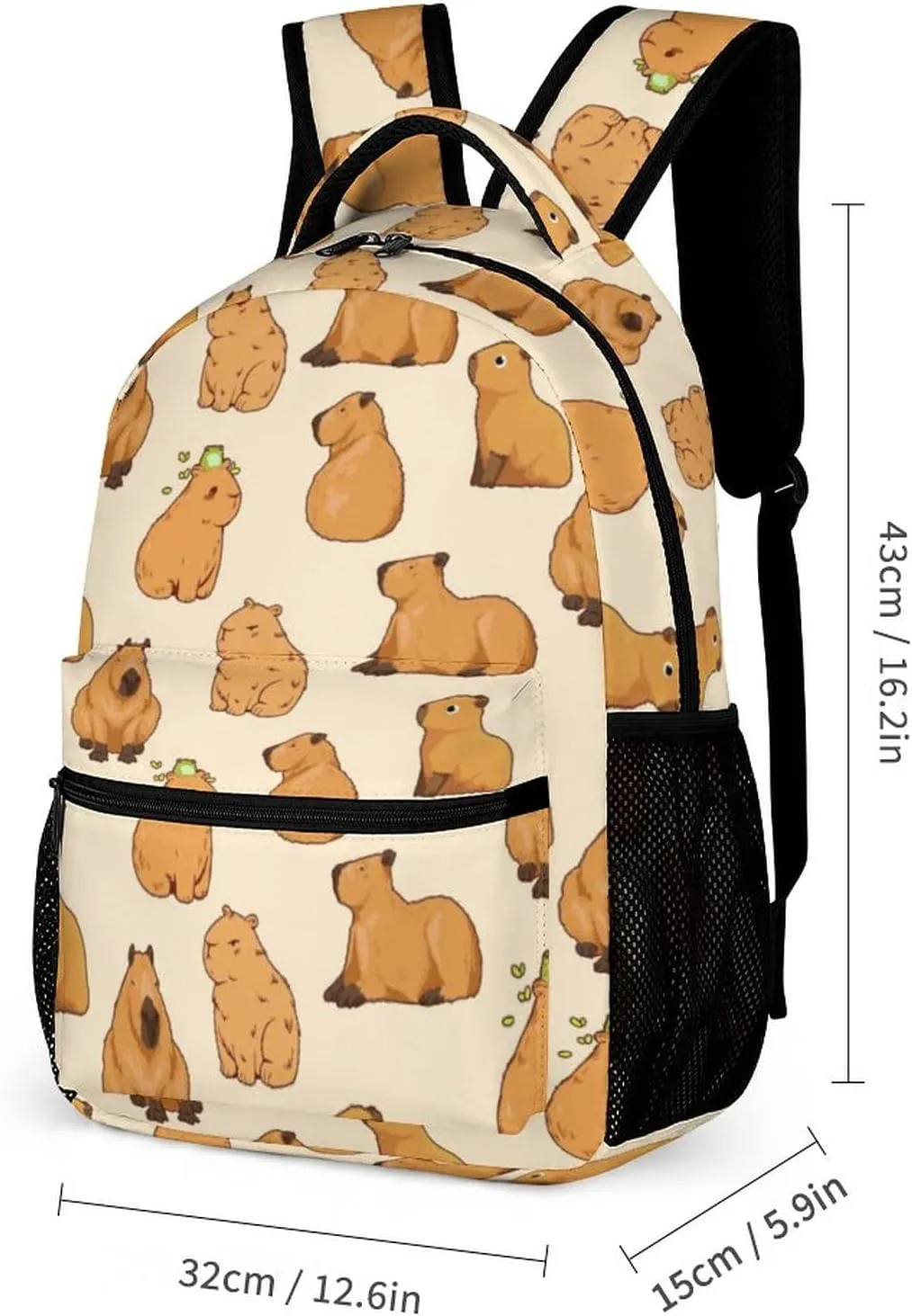 Capybara Backpack Gift for Kids Boys Girls Polyester Fashion School Bag Stylish Print Travel Laptop Bookbag