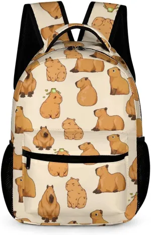 Capybara Backpack Gift for Kids Boys Girls Polyester Fashion School Bag Stylish Print Travel Laptop Bookbag