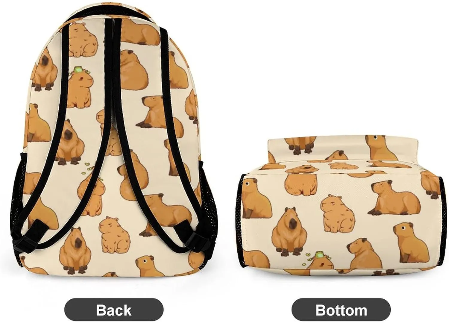 Capybara Backpack Gift for Kids Boys Girls Polyester Fashion School Bag Stylish Print Travel Laptop Bookbag