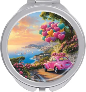 Car Balloon Compact Makeup Mirror Mini Foldable Cosmetic Mirror Portable Travel Mirror for Purse Pocket