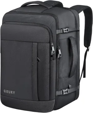 Carry On Backpack, 50L Travel Backpack, Luggage Backpack TSA Flight Approved Laptop Backpack for Men & Women, Large Expandable Bag 40L Daypack Lightweight Business Weekender Bag, Black