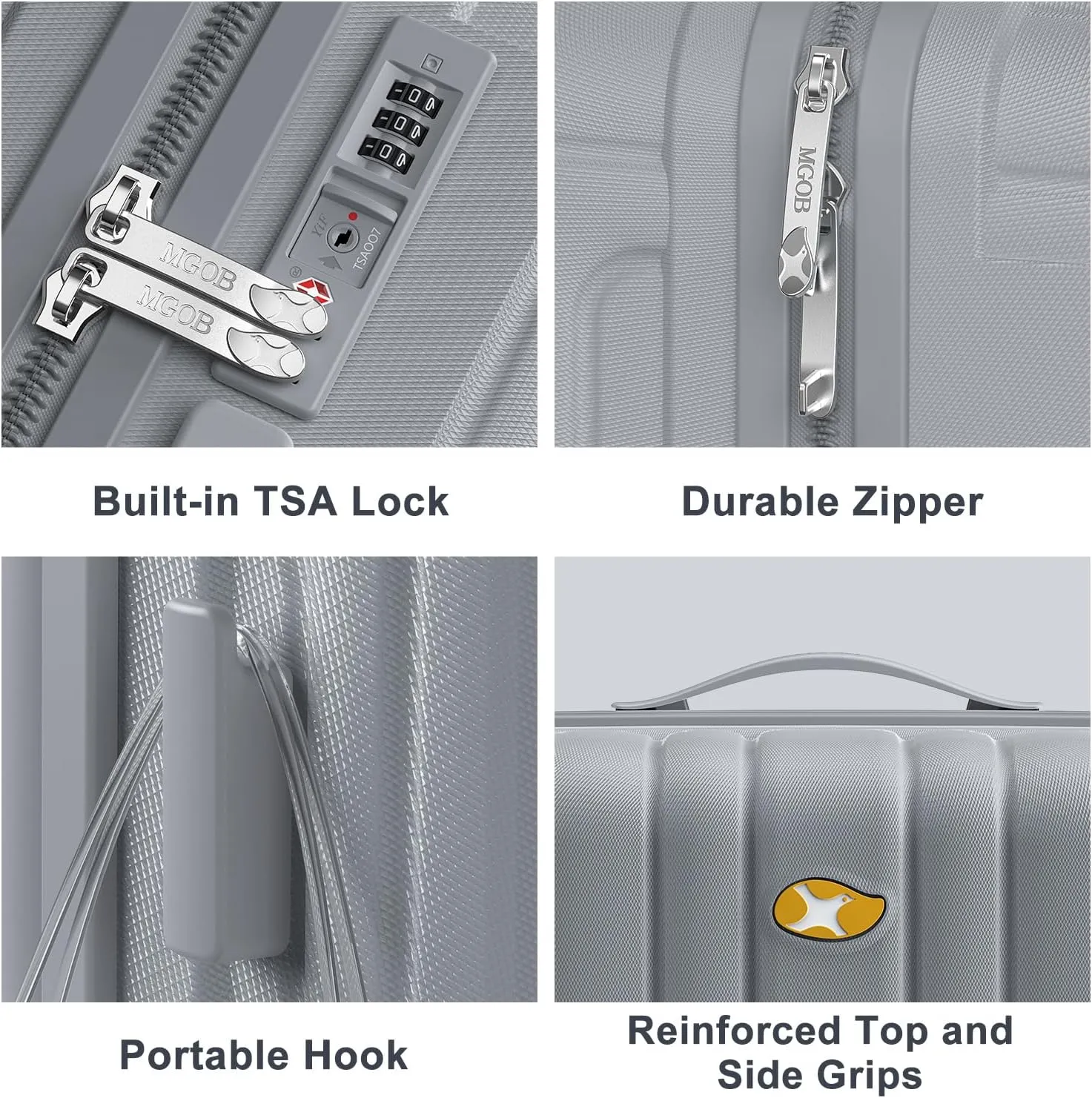 Carry On Luggage 22x14x9 Airline Approved, Hard Suitcases with Spinner Wheels, Polycarbonate Lightweight Luggage, Durable & Stylish, Built-in TSA Lock, Grey