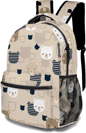 Cartoon Bear Backpack, Lightweight Durable Laptop Bag 3D Printed Daypack with Multiple Pockets, Stylish Shoulders Backpack(Cartoon Bear)