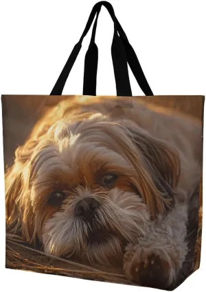 Casual Large-capacity Shoulder Bags,Lie on The Floor Print Reusable Shopping Bags,multi-function Large Shopping Bag
