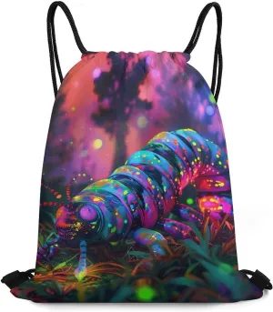 Caterpillar Drawstring Backpack Durable String Bag Sports Sackpack Cinch Bags for Gym Travel