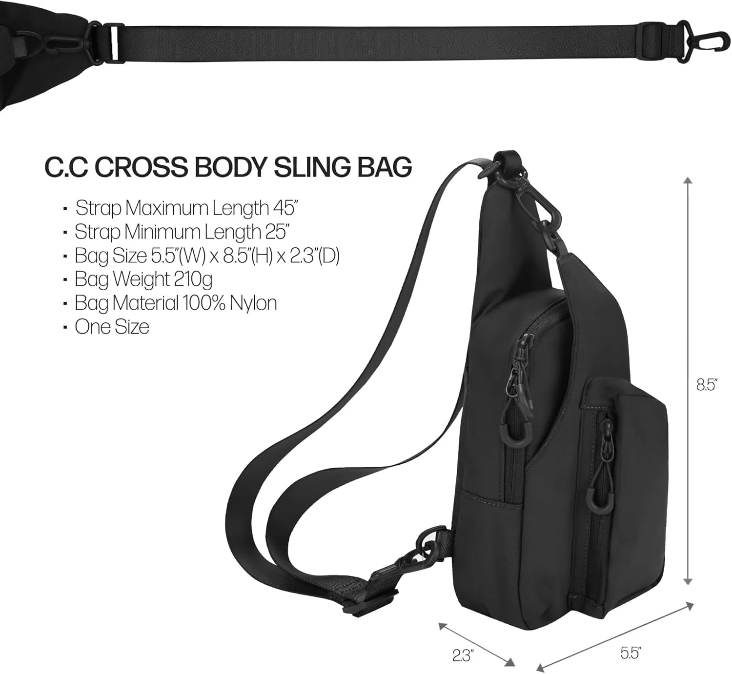 C.C Belt Bag for Women Sling Bag Crossbody Bags with Adjustable Strap for Women (Crossbody - Black)