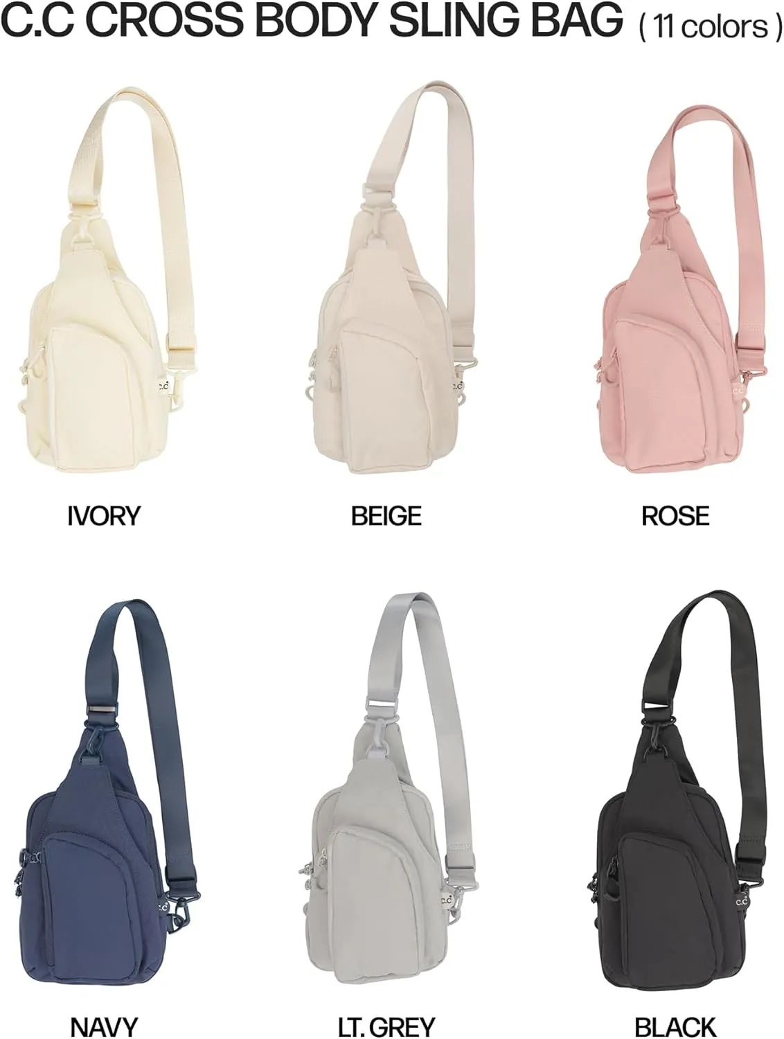 C.C Belt Bag for Women Sling Bag Crossbody Bags with Adjustable Strap for Women (Crossbody - Black)