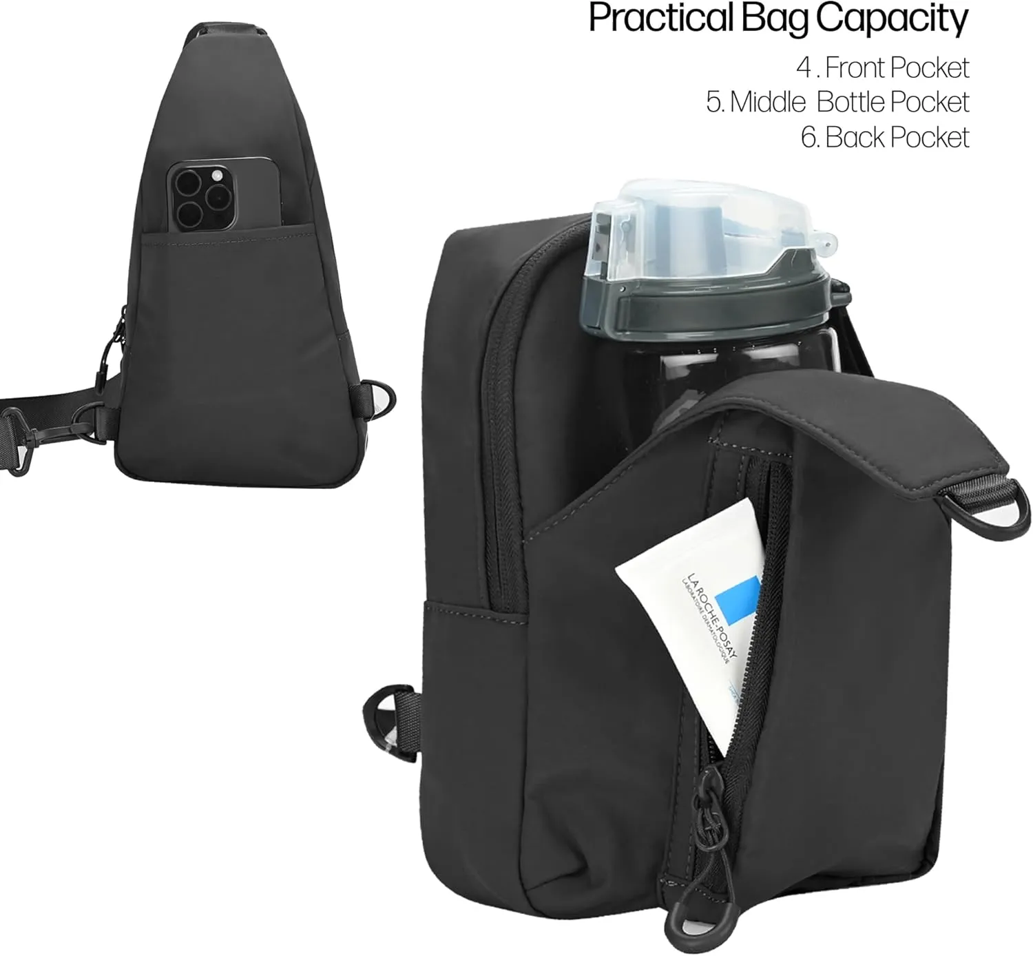 C.C Belt Bag for Women Sling Bag Crossbody Bags with Adjustable Strap for Women (Crossbody - Black)