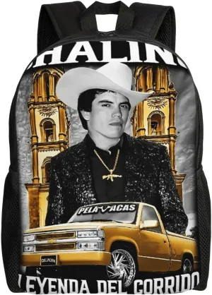 Chalino Singer Songwriter Sanchez Laptop Backpack Work Bag for Men and Women Daily Use Backpack Casual Daypack Travel Rucksack with Side Pockets Convenient Notebook Bags Travel Bag for Hiking