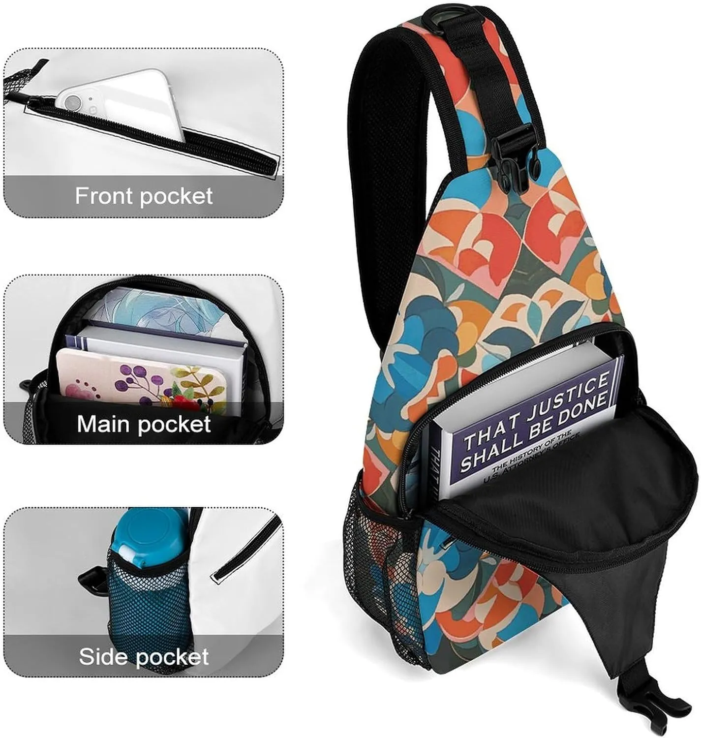 Cherry Blossom Sling Bag Lightweight Crossbody Chest Pack Travel Shoulder Bag with Adjustable Strap