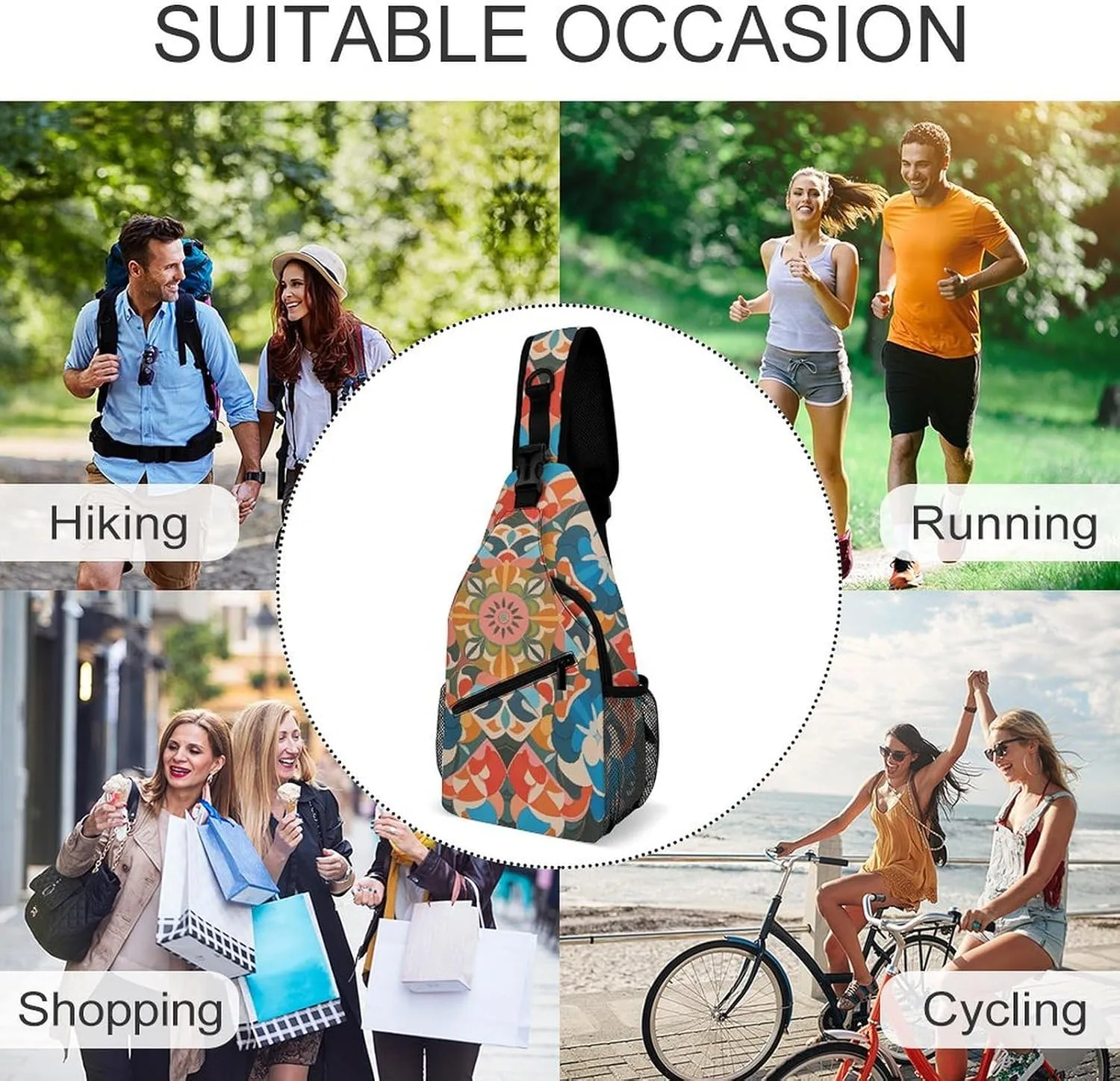 Cherry Blossom Sling Bag Lightweight Crossbody Chest Pack Travel Shoulder Bag with Adjustable Strap