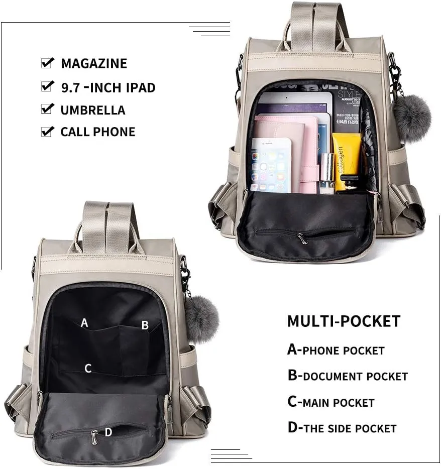 CHERUTY Women Backpack Purse Nylon Anti-theft Fashion Casual Lightweight Travel Shoulder Bag