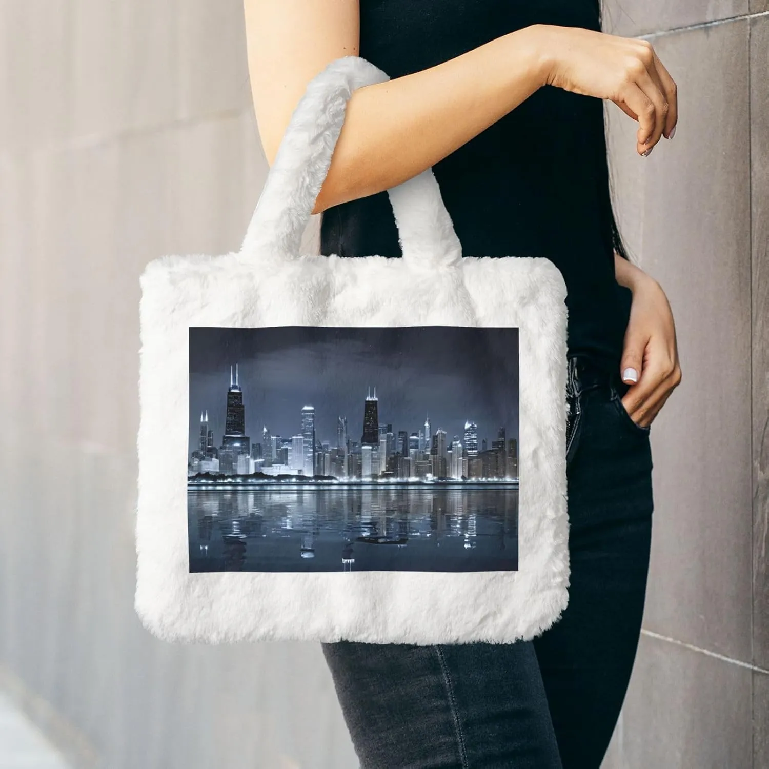 Chicago Reflected Plush Handbag, Comfortable Touch, Stylish And Compact, Suitable For Daily Travel
