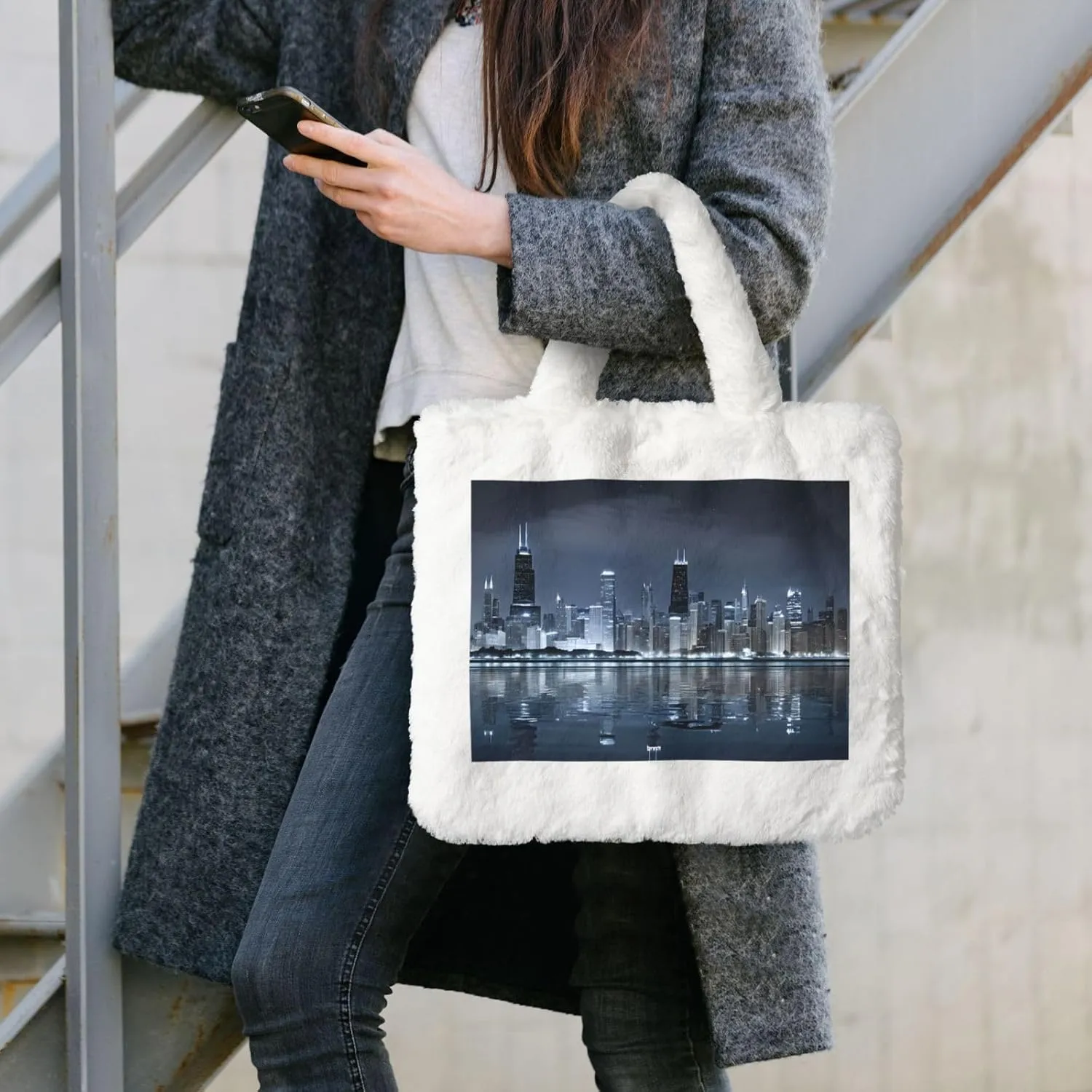 Chicago Reflected Plush Handbag, Comfortable Touch, Stylish And Compact, Suitable For Daily Travel