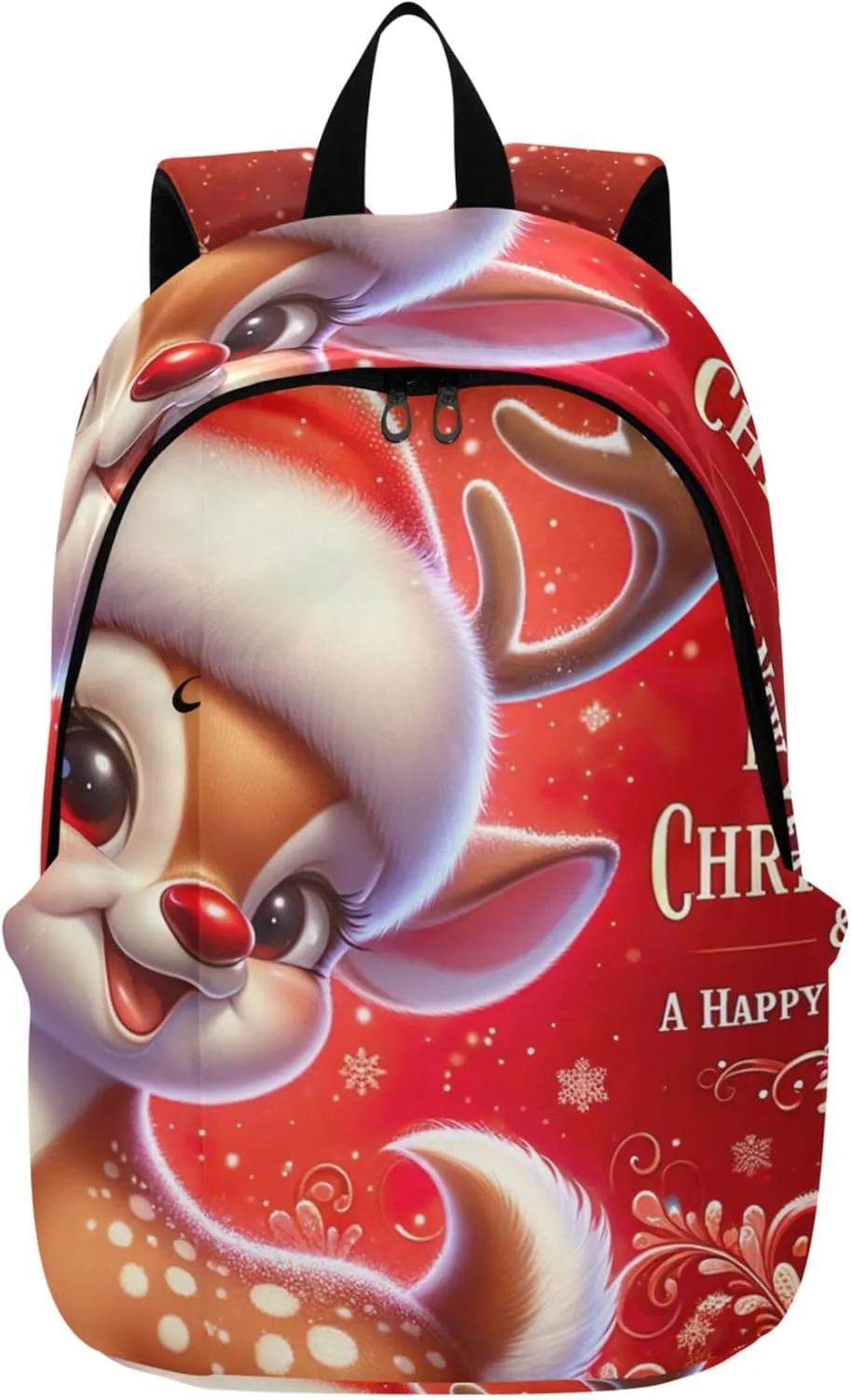 CHIFIGNO Womens Daypack Cute Backpacks Cute Christmas Reindeer Red Lightweight Personal Item Travel Bag