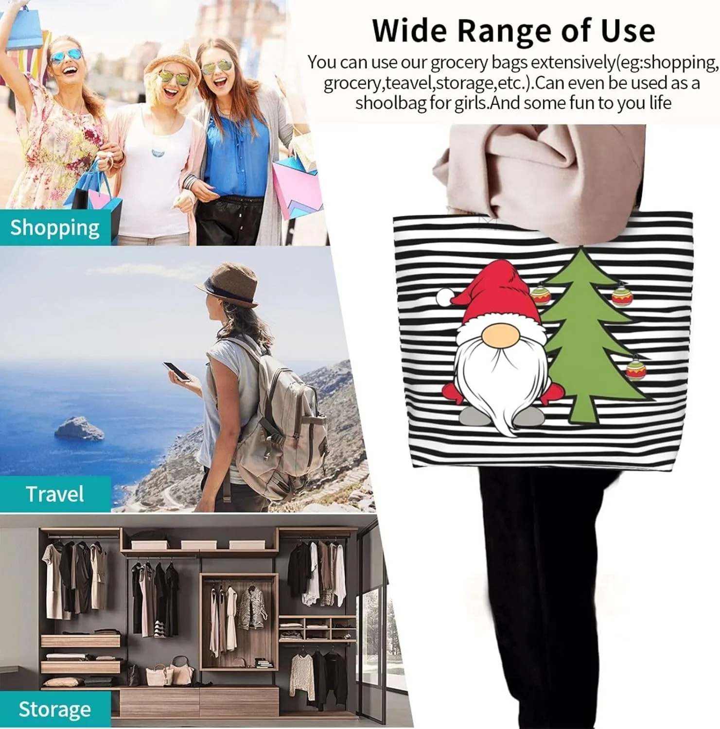 Christmas Tote Bags women Large shopping Bag Christmas Handbags Travel Bags