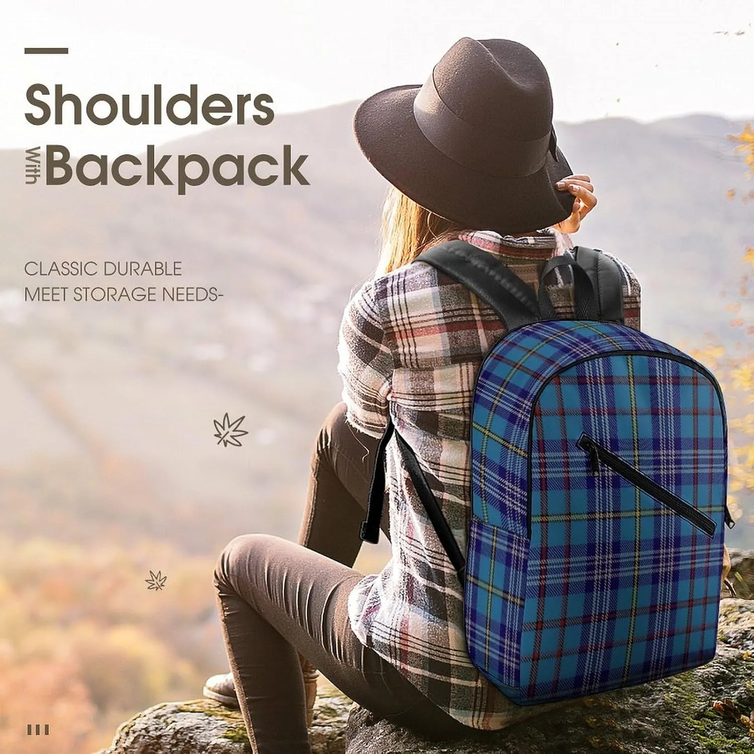 Citadel Military Academy Tartan Large Capacity High-end Fashionable Three-layer Half Full Print Backpack Unisex