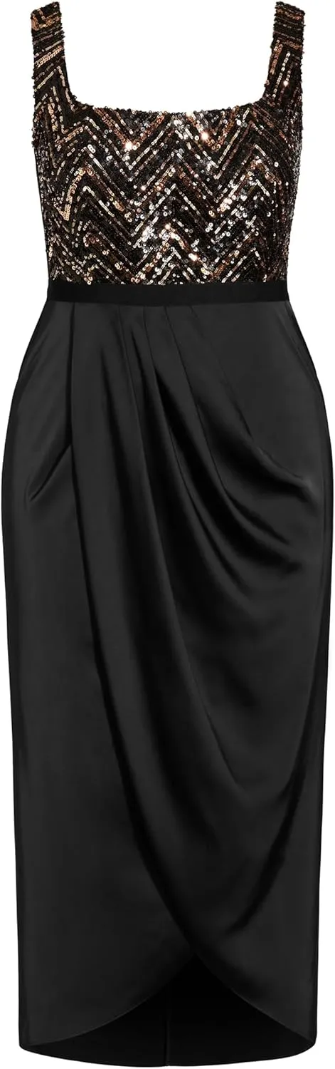 City Chic Women's Plus Size Sequin Bodice Dress